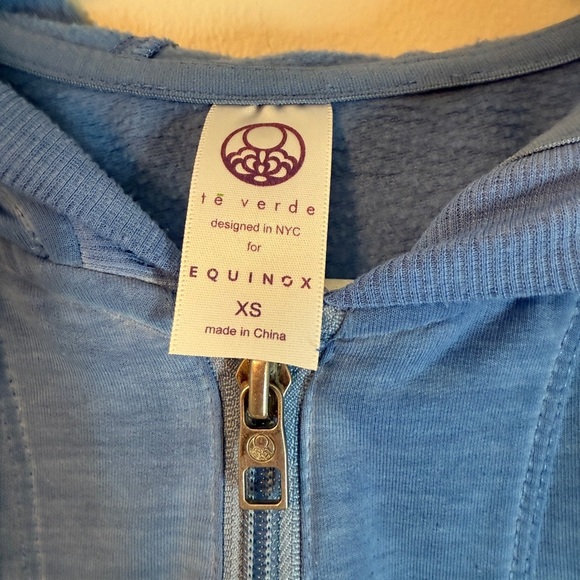 Te Verde NYC For Equinox Sleeveless Zip Up Hoodie Blue XS EUC - Picture 3 of 4